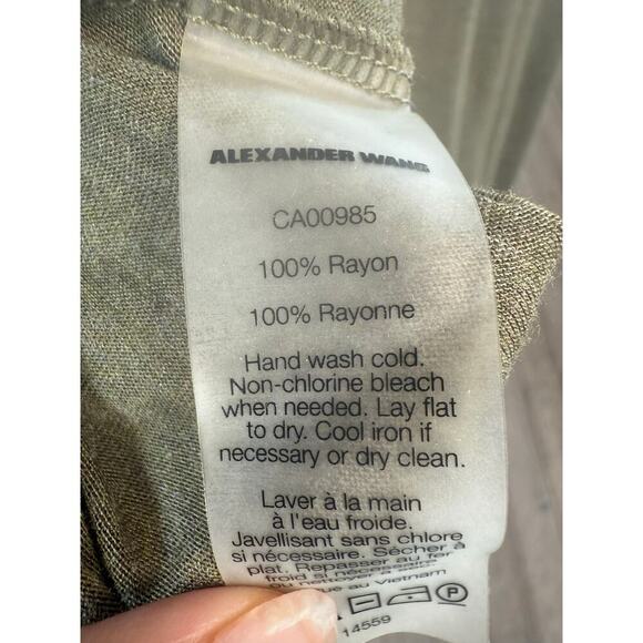 T Alexander Wang Olive Green Overlay Dress Size M Rayon EUC $295 retail - Picture 5 of 6
